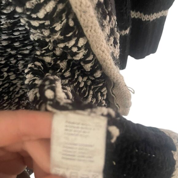 Venus Y2k Size Large‎ Black & White Knit Hooded Long Open Front Cardigan Sweater - Picture 8 of 10